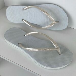 Havaianas Slim Flip Flop Sandals Pearl White 7/8